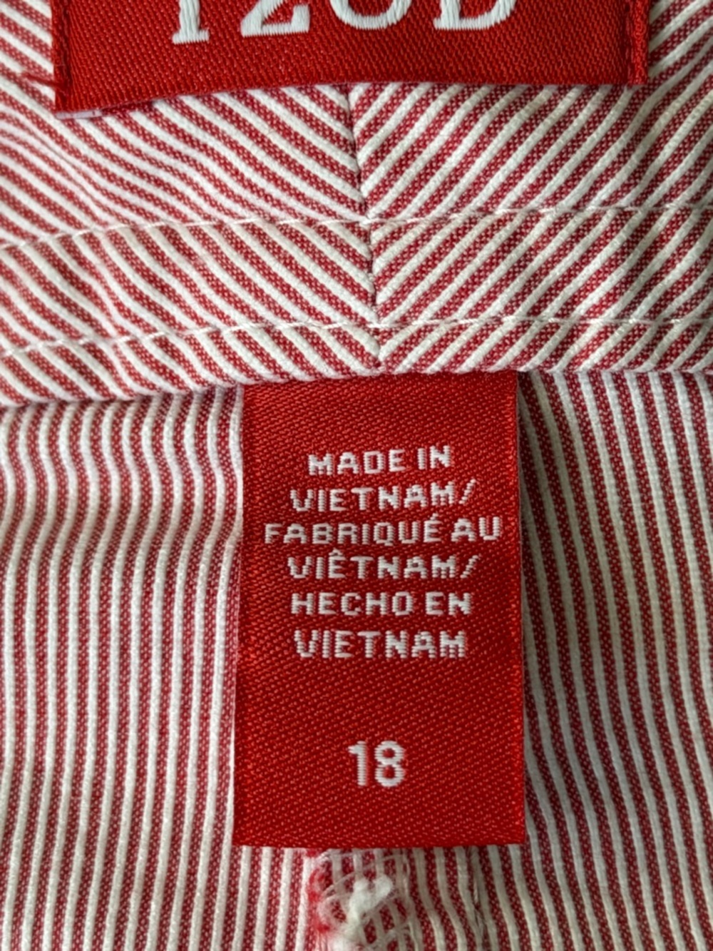 Izod Red/whiteCotton Bermuda Shorts with Front Pockets - Picture 8 of 10